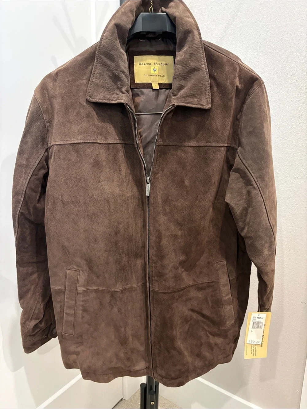 Boston Harbour Men's Chocolate Brown Leather Zip Jacket - large